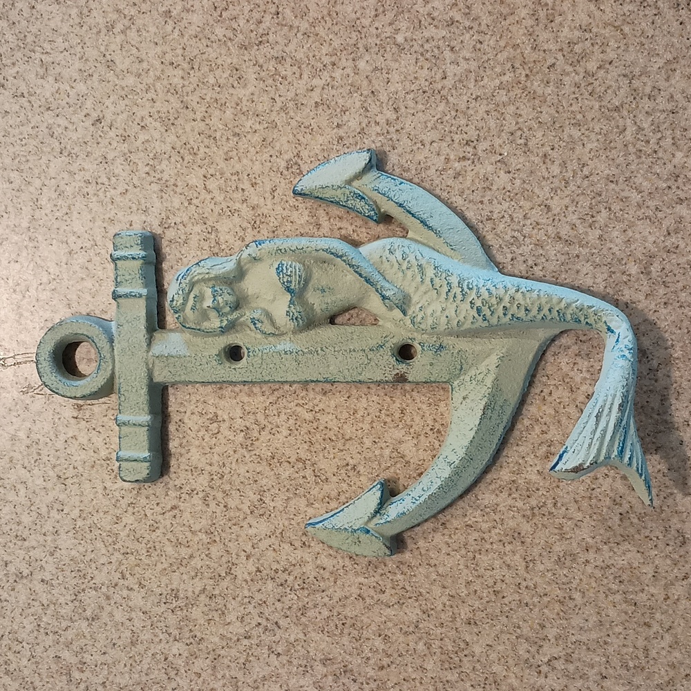 Cast Iron MERMAID on ANCHOR Plaque Sign